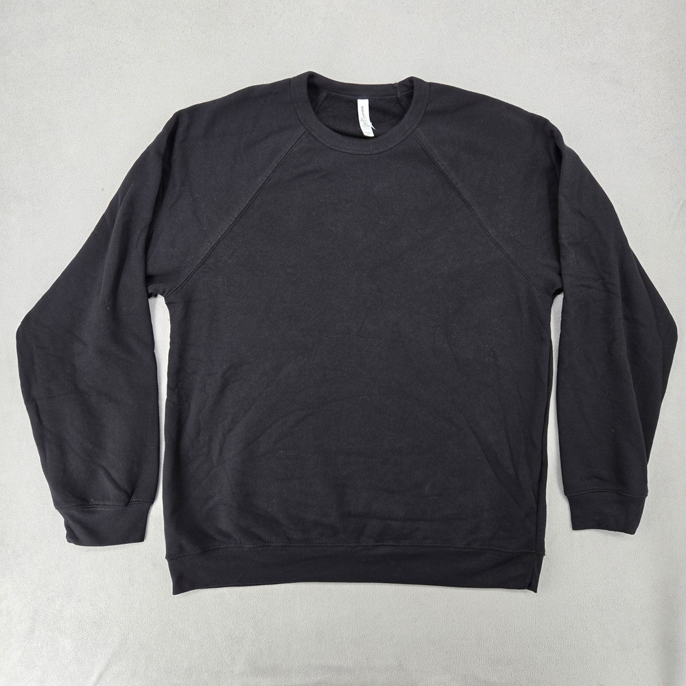 Bella + Canvas Unisex NWOT 2XL Sweatshirt Black Raglan Fleece Pullover Basic